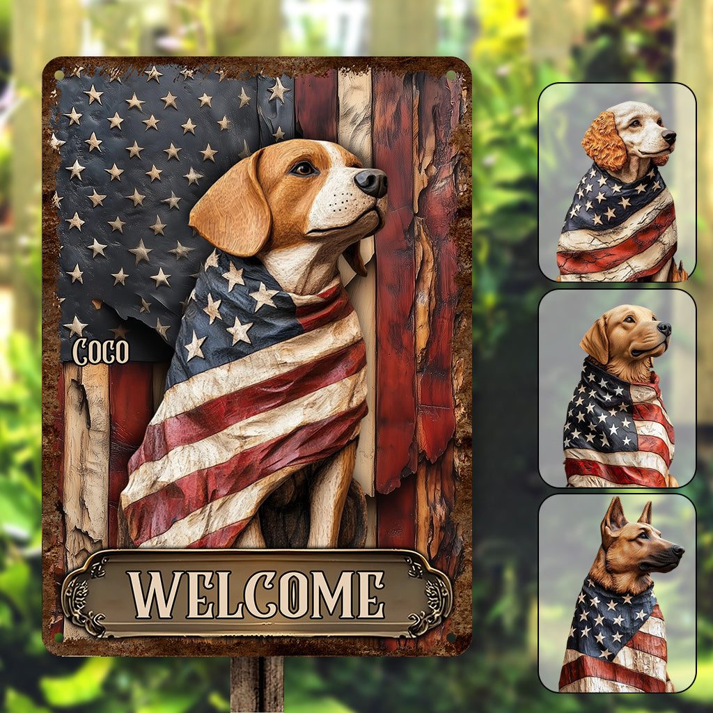 Proud Dog Wrapped in Glory Flag - Personalized Dog Rectangle Metal Sign