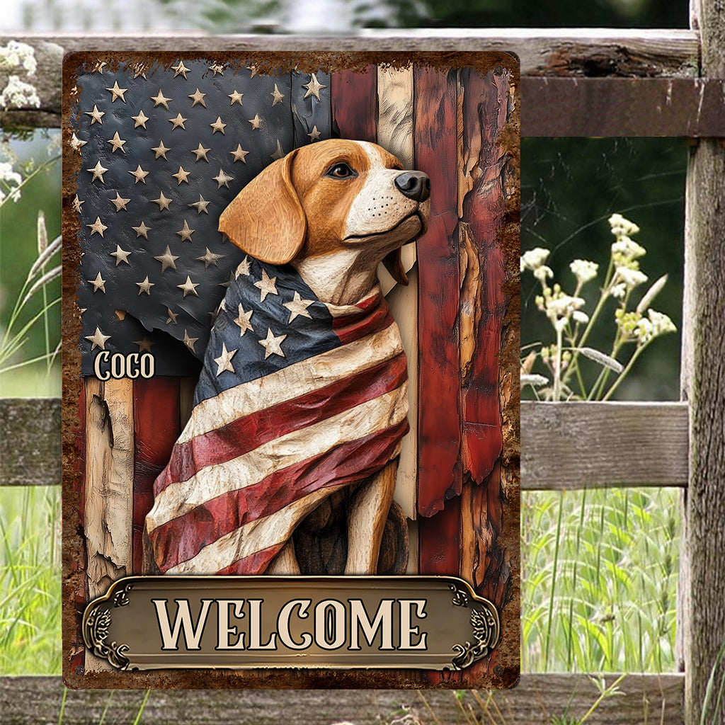 Proud Dog Wrapped in Glory Flag - Personalized Dog Rectangle Metal Sign
