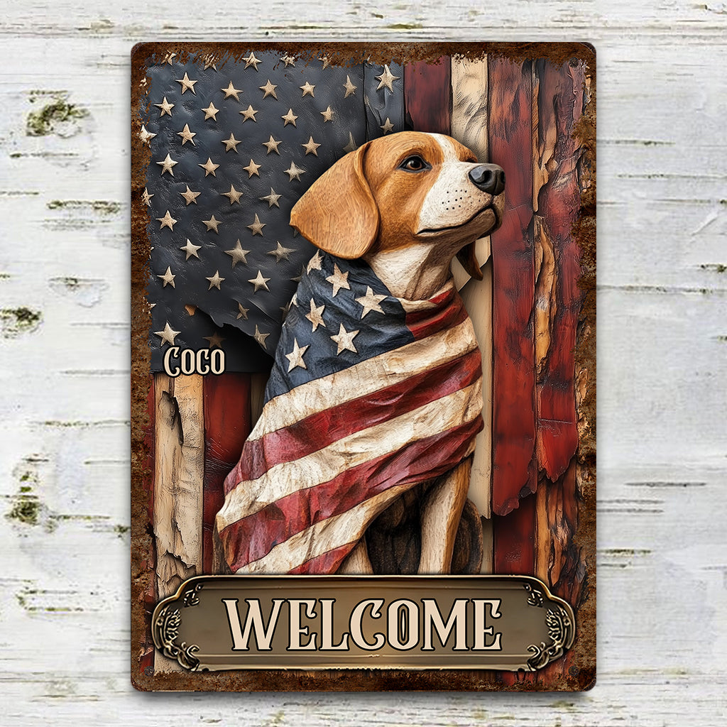 Proud Dog Wrapped in Glory Flag - Personalized Dog Rectangle Metal Sign