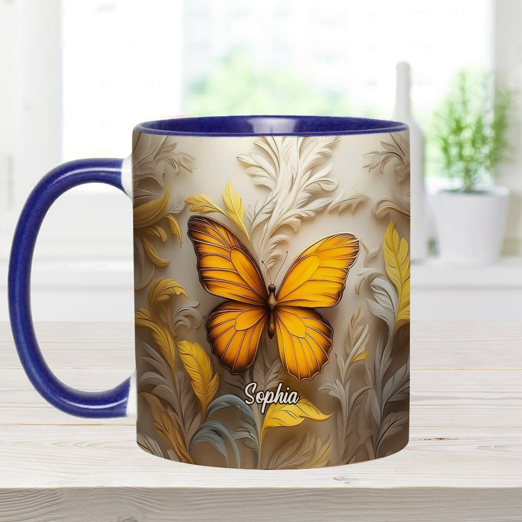 Artistic Butterfly - Elegant Beauty for Your Daily Brew - Personalized Butterfly Accent Mug
