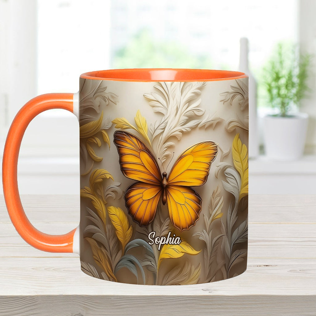 Artistic Butterfly - Elegant Beauty for Your Daily Brew - Personalized Butterfly Accent Mug