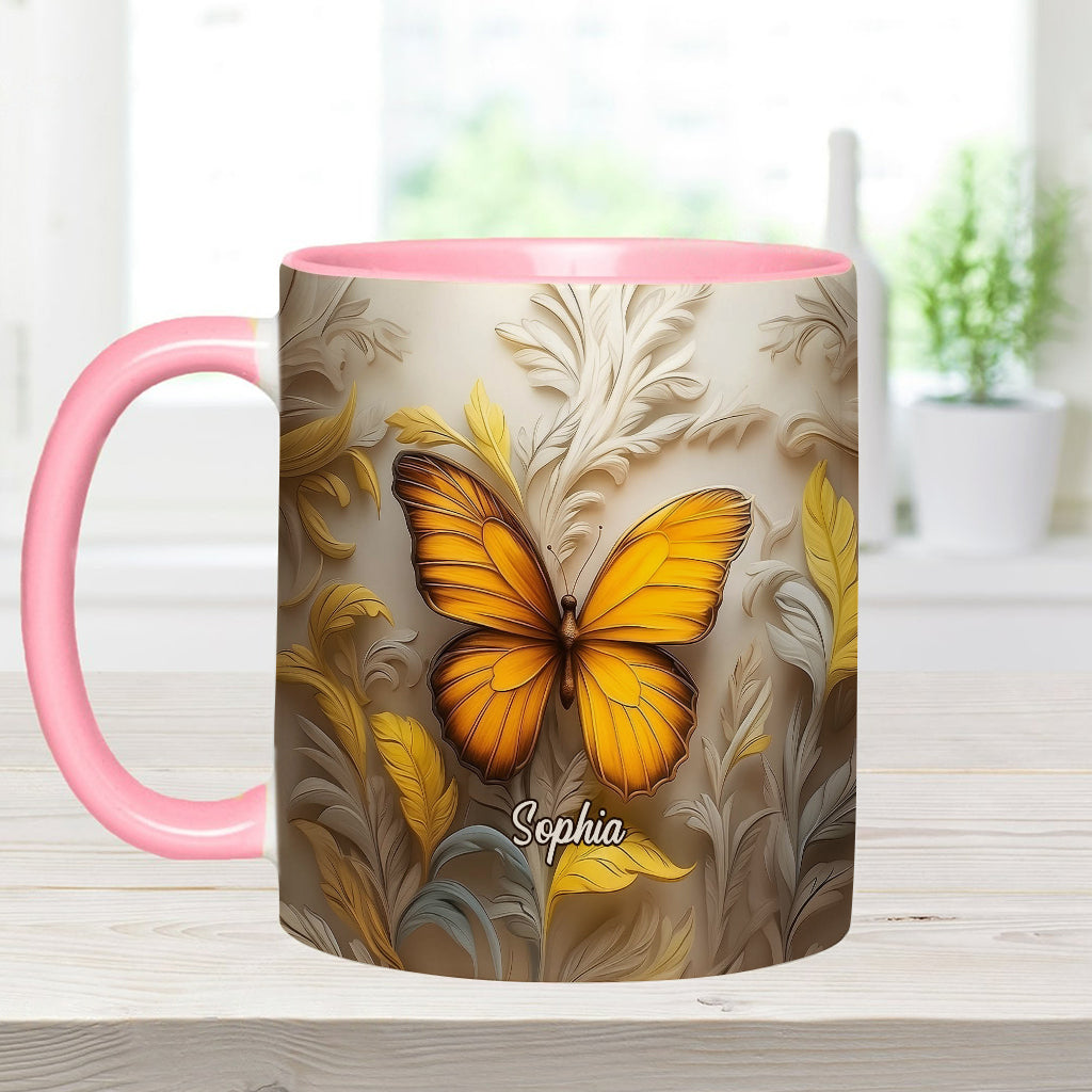 Artistic Butterfly - Elegant Beauty for Your Daily Brew - Personalized Butterfly Accent Mug
