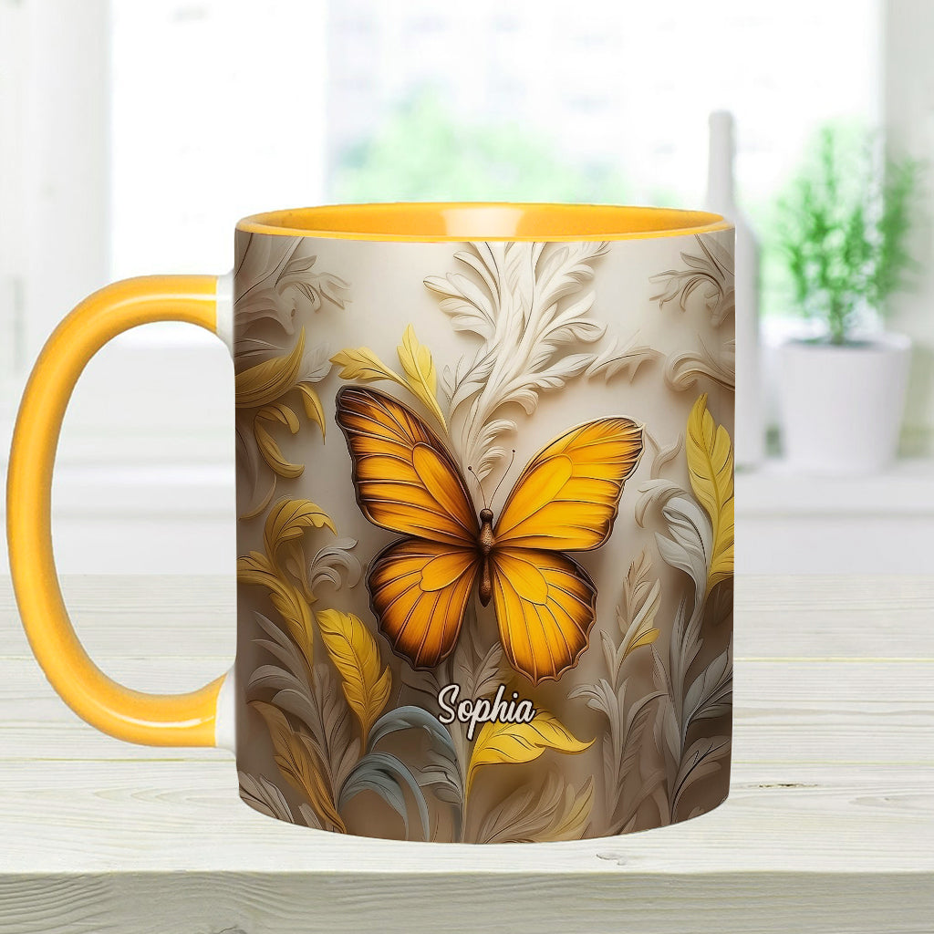 Artistic Butterfly - Elegant Beauty for Your Daily Brew - Personalized Butterfly Accent Mug