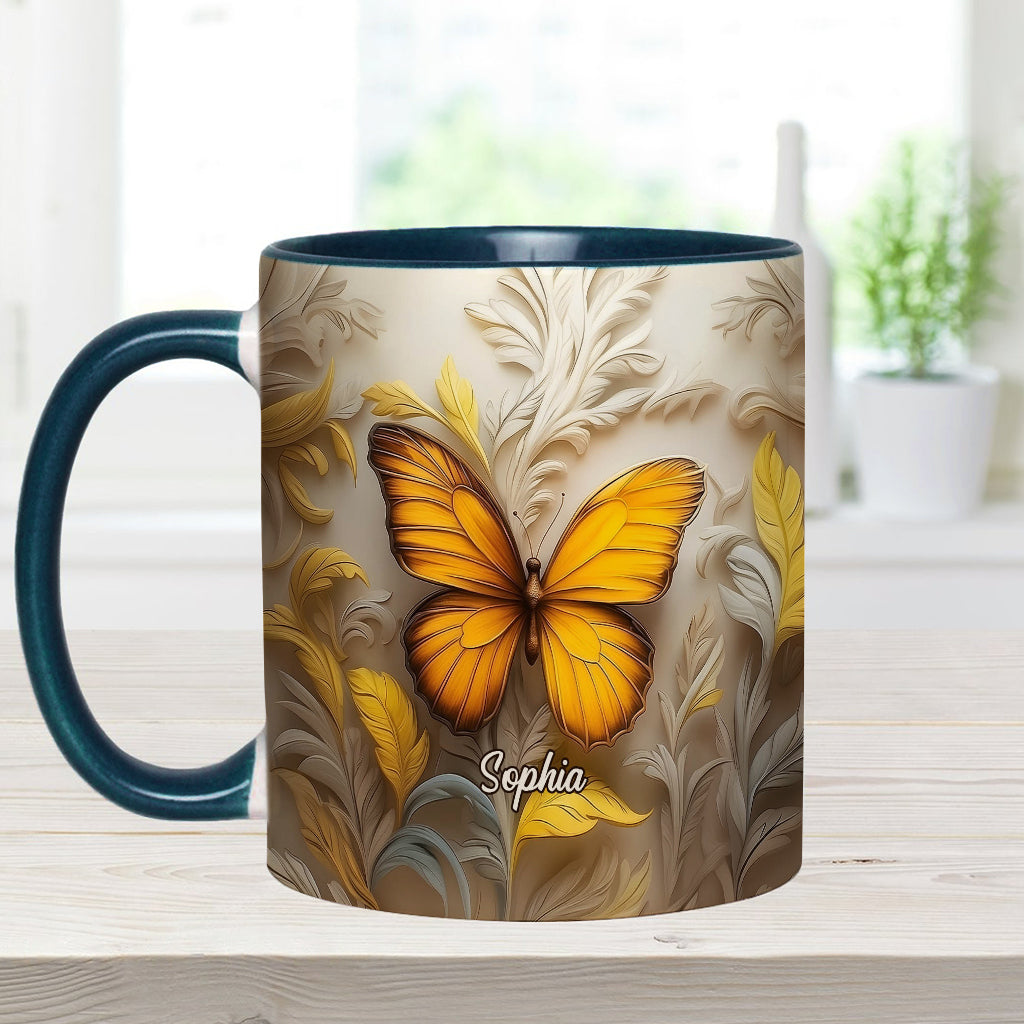 Artistic Butterfly - Elegant Beauty for Your Daily Brew - Personalized Butterfly Accent Mug