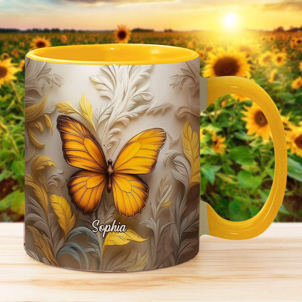 Artistic Butterfly - Elegant Beauty for Your Daily Brew - Personalized Butterfly Accent Mug