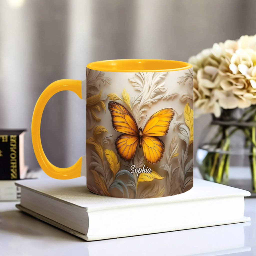 Artistic Butterfly - Elegant Beauty for Your Daily Brew - Personalized Butterfly Accent Mug