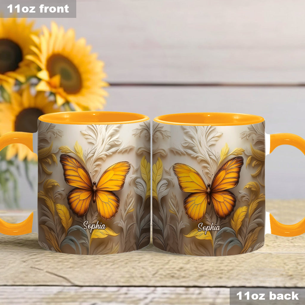 Artistic Butterfly - Elegant Beauty for Your Daily Brew - Personalized Butterfly Accent Mug