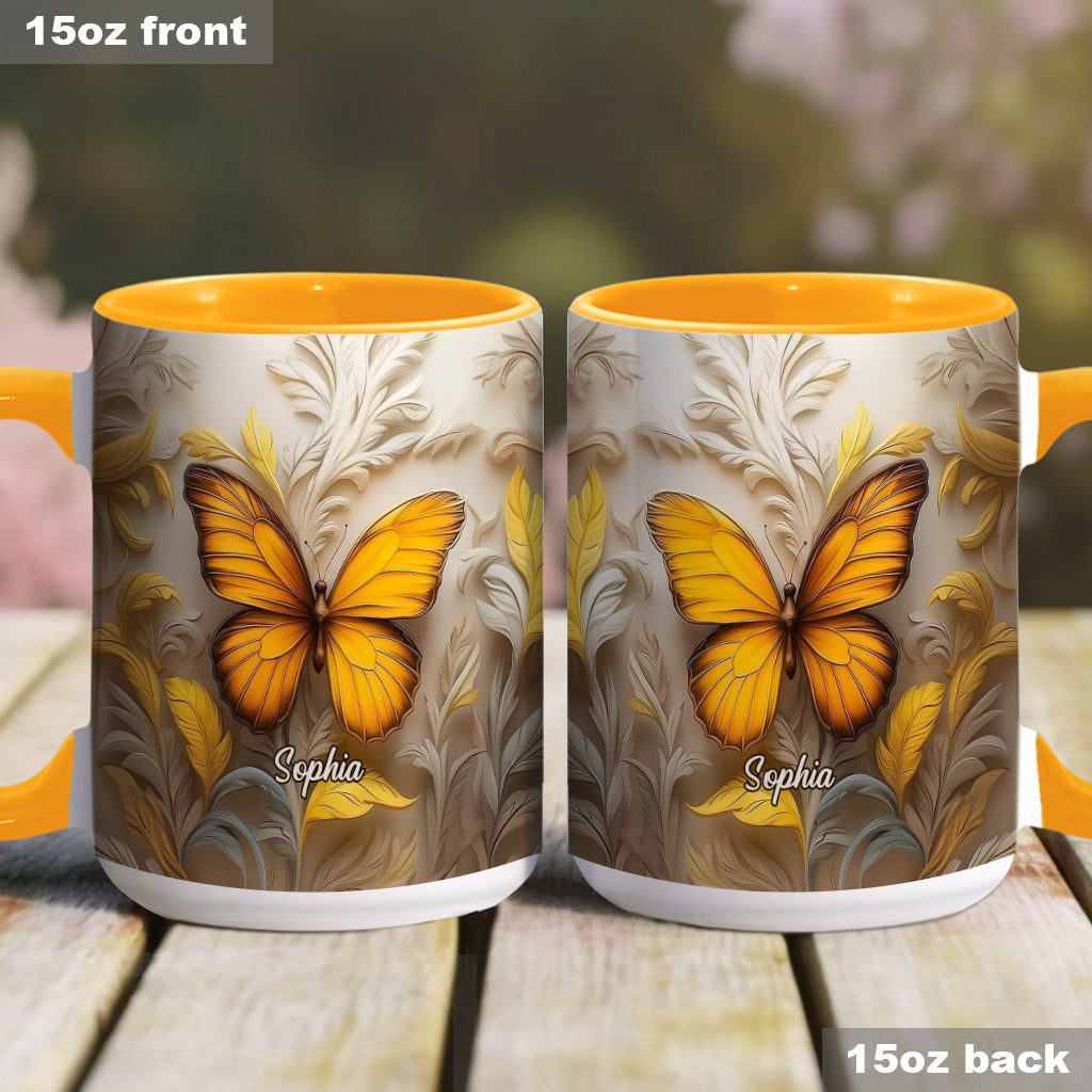 Artistic Butterfly - Elegant Beauty for Your Daily Brew - Personalized Butterfly Accent Mug