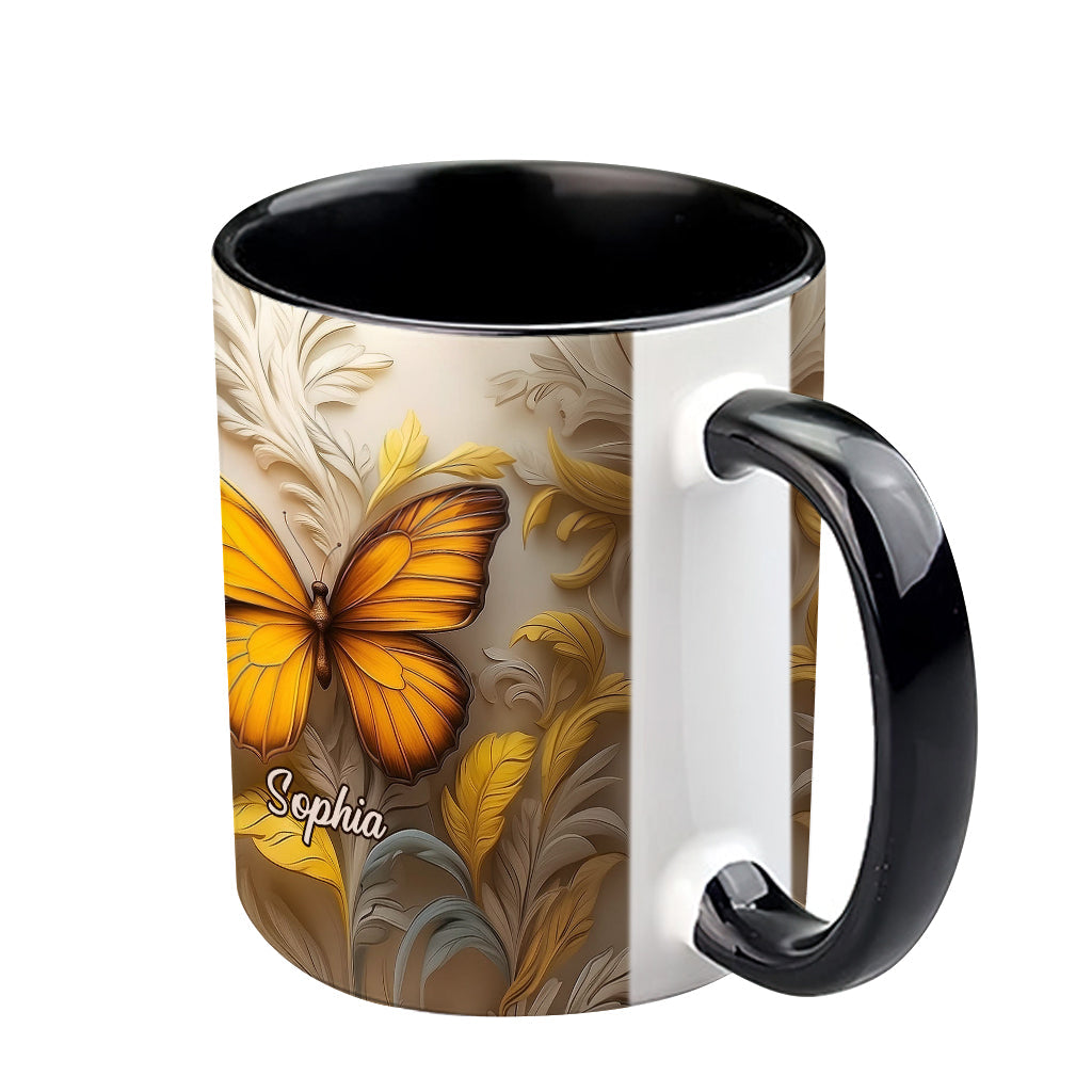 Artistic Butterfly - Elegant Beauty for Your Daily Brew - Personalized Butterfly Accent Mug