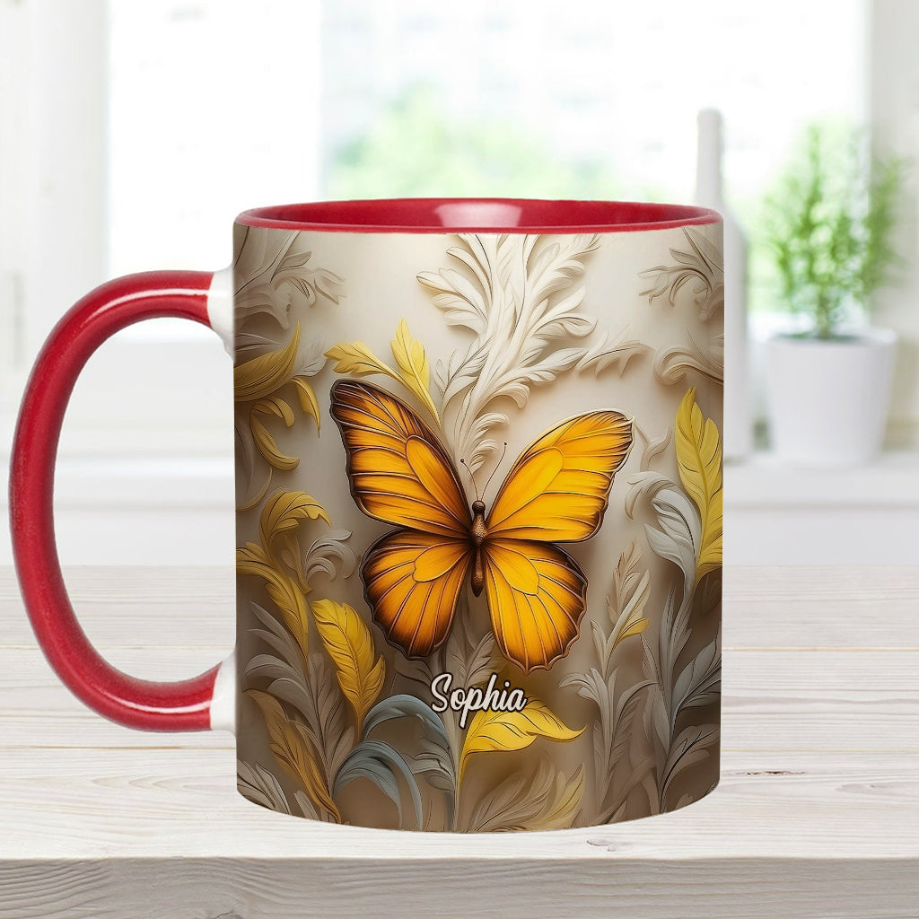 Artistic Butterfly - Elegant Beauty for Your Daily Brew - Personalized Butterfly Accent Mug