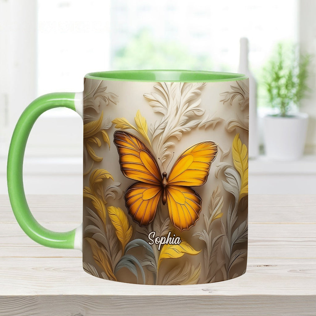 Artistic Butterfly - Elegant Beauty for Your Daily Brew - Personalized Butterfly Accent Mug