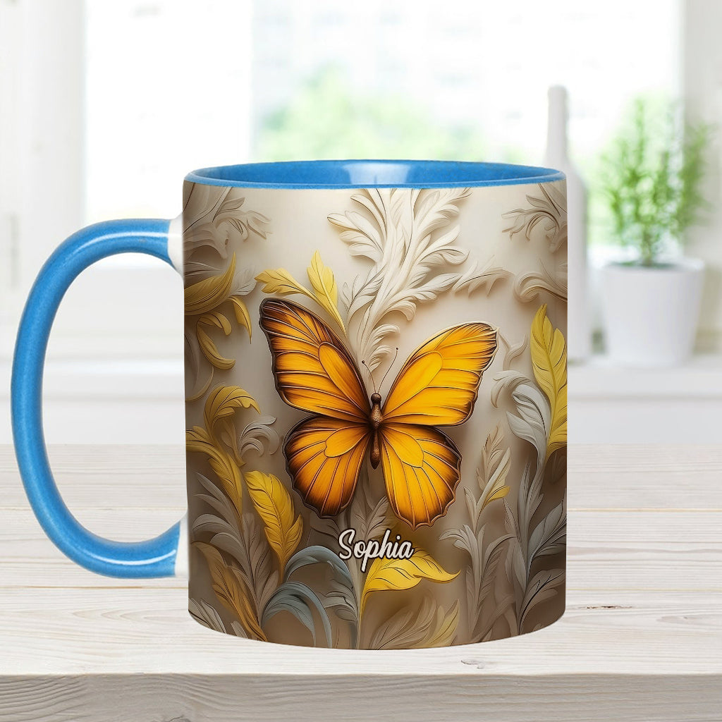 Artistic Butterfly - Elegant Beauty for Your Daily Brew - Personalized Butterfly Accent Mug