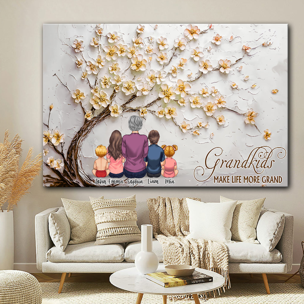 Grandkids Make Life More Grand - Personalized Grandma Canvas And Poster