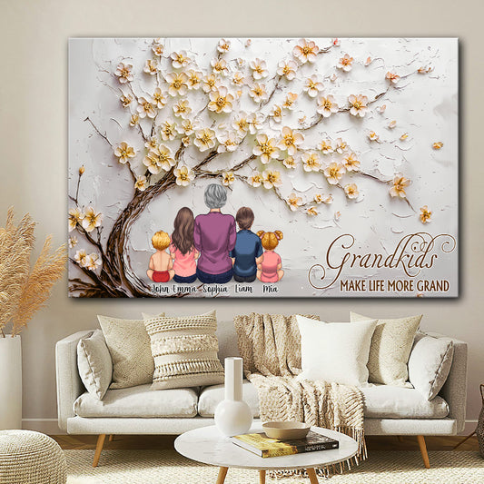 Les petits-enfants rendent la vie plus belle - Toile et affiche personnalisées pour grand-mère
