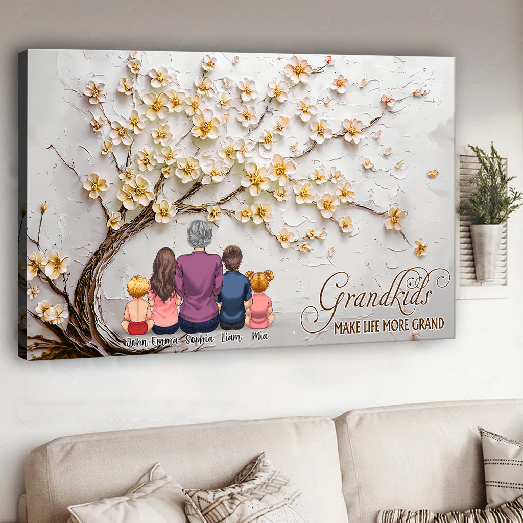Grandkids Make Life More Grand - Personalized Grandma Canvas And Poster