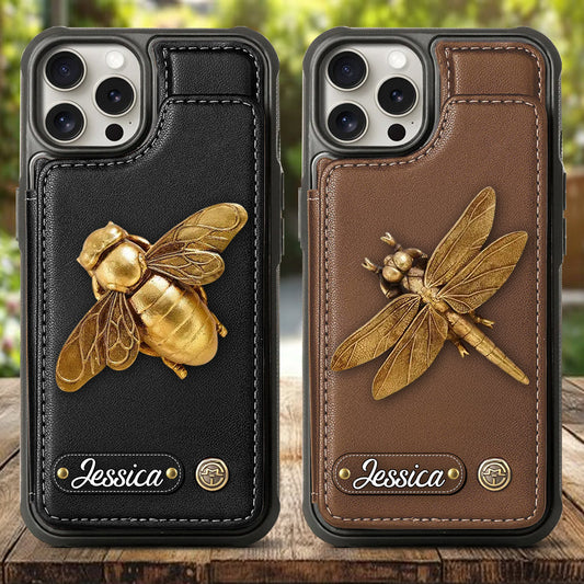 Étui portefeuille personnalisé pour téléphone, motif jardinage, libellule, papillon, abeille, colibri…