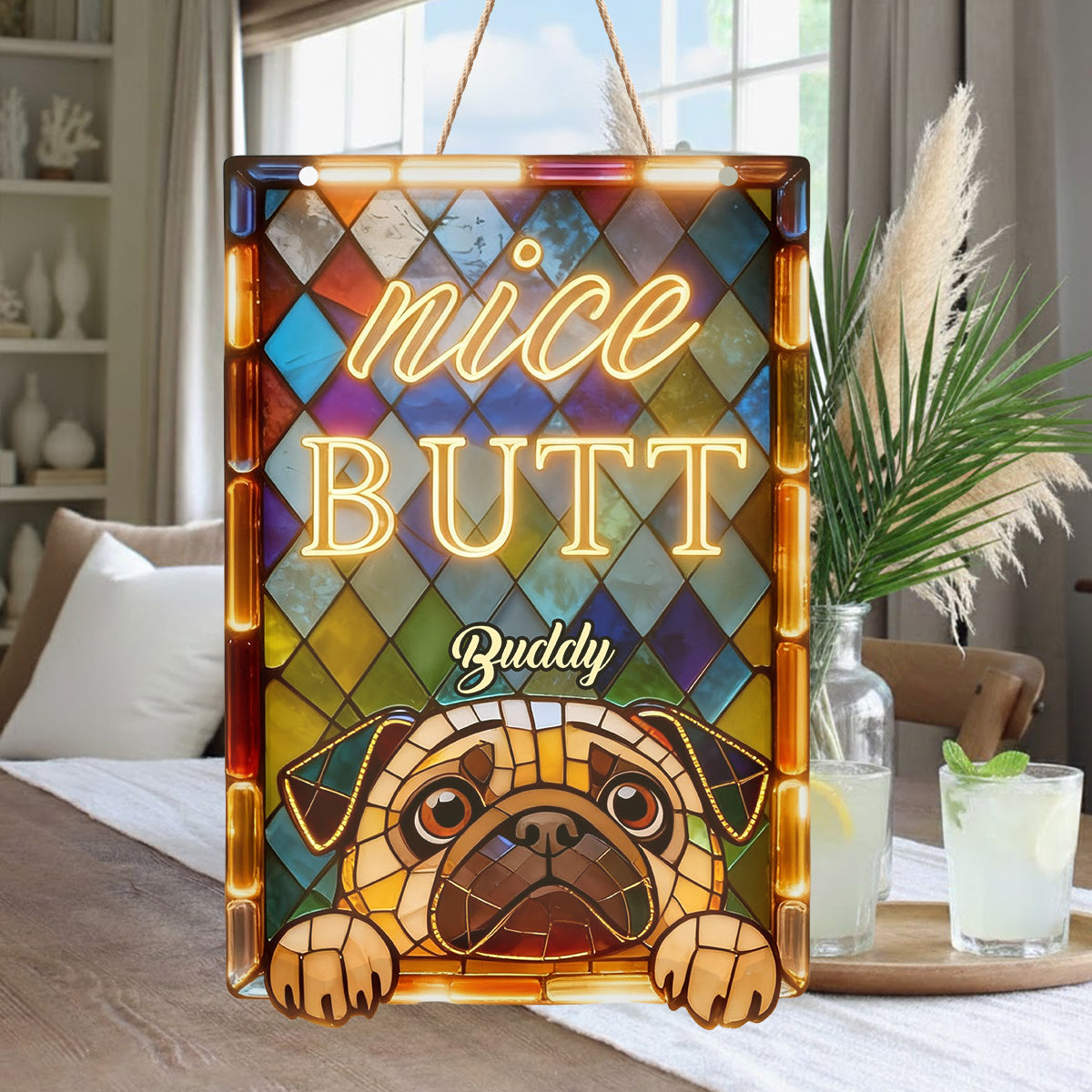 Curious Pet Nice Butt - Personalized Dog LED Light Acrylic Sign