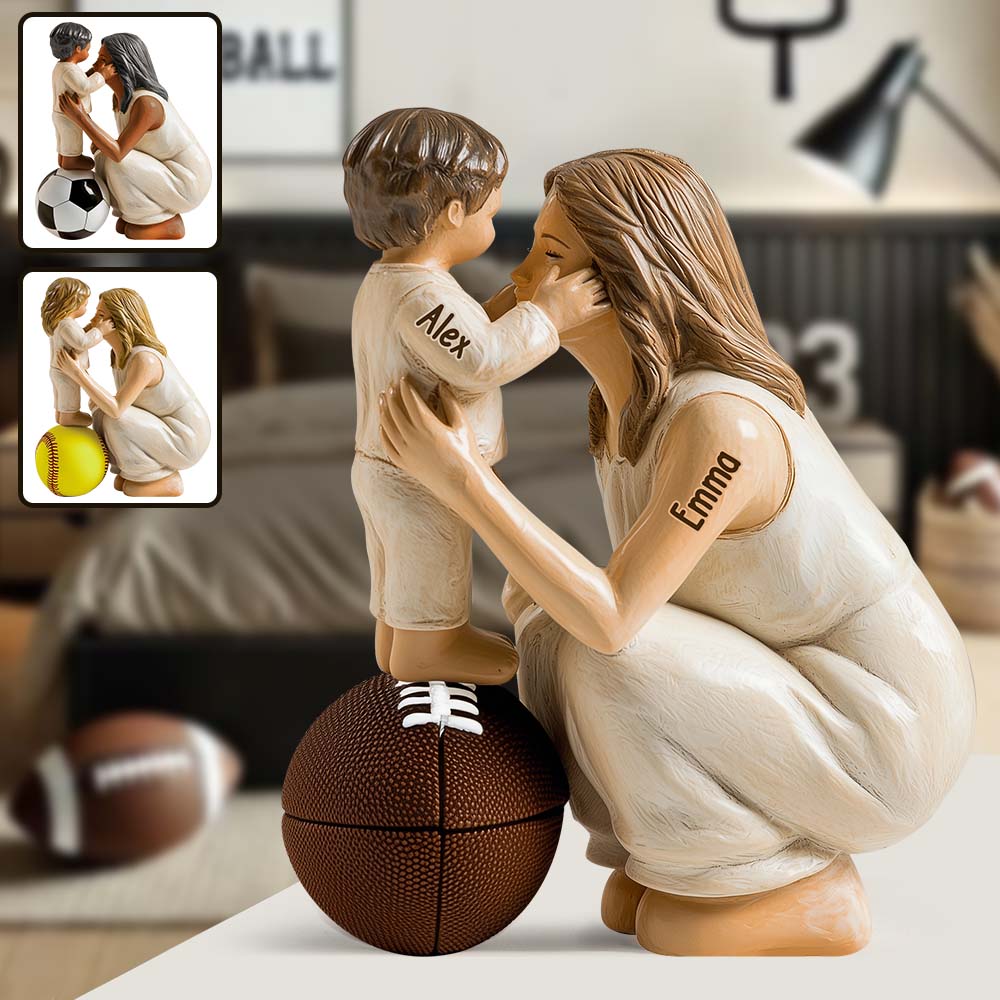 Maman de sport (basket, football, softball, baseball) - Plaque acrylique personnalisée en forme de basketball