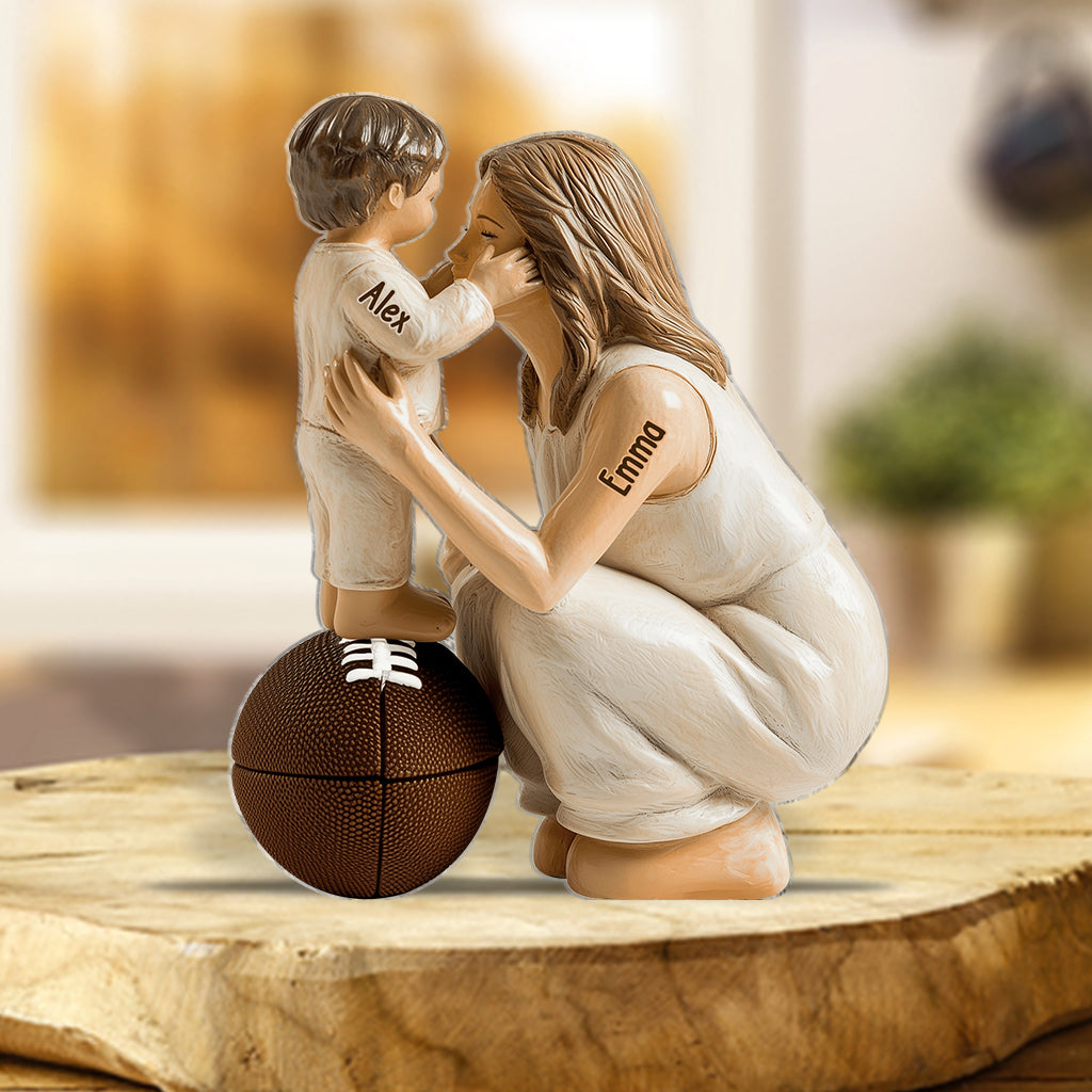 Maman de sport (basket, football, softball, baseball) - Plaque acrylique personnalisée en forme de basketball