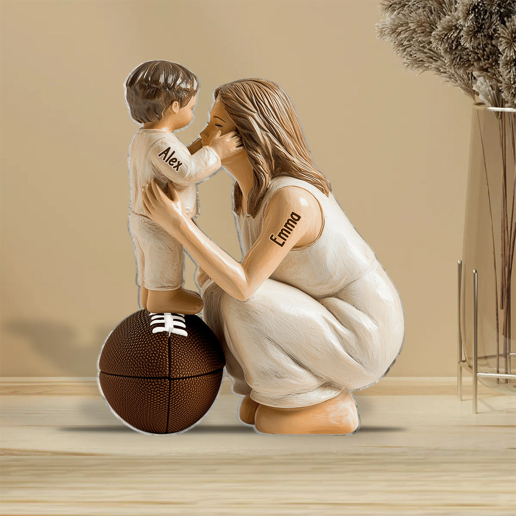 Maman de sport (basket, football, softball, baseball) - Plaque acrylique personnalisée en forme de basketball