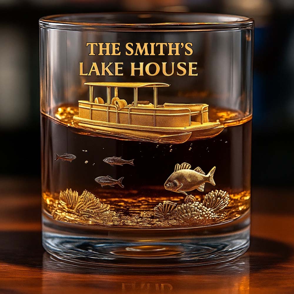 Notre maison au bord du lac - Verre à whisky patriotique personnalisé