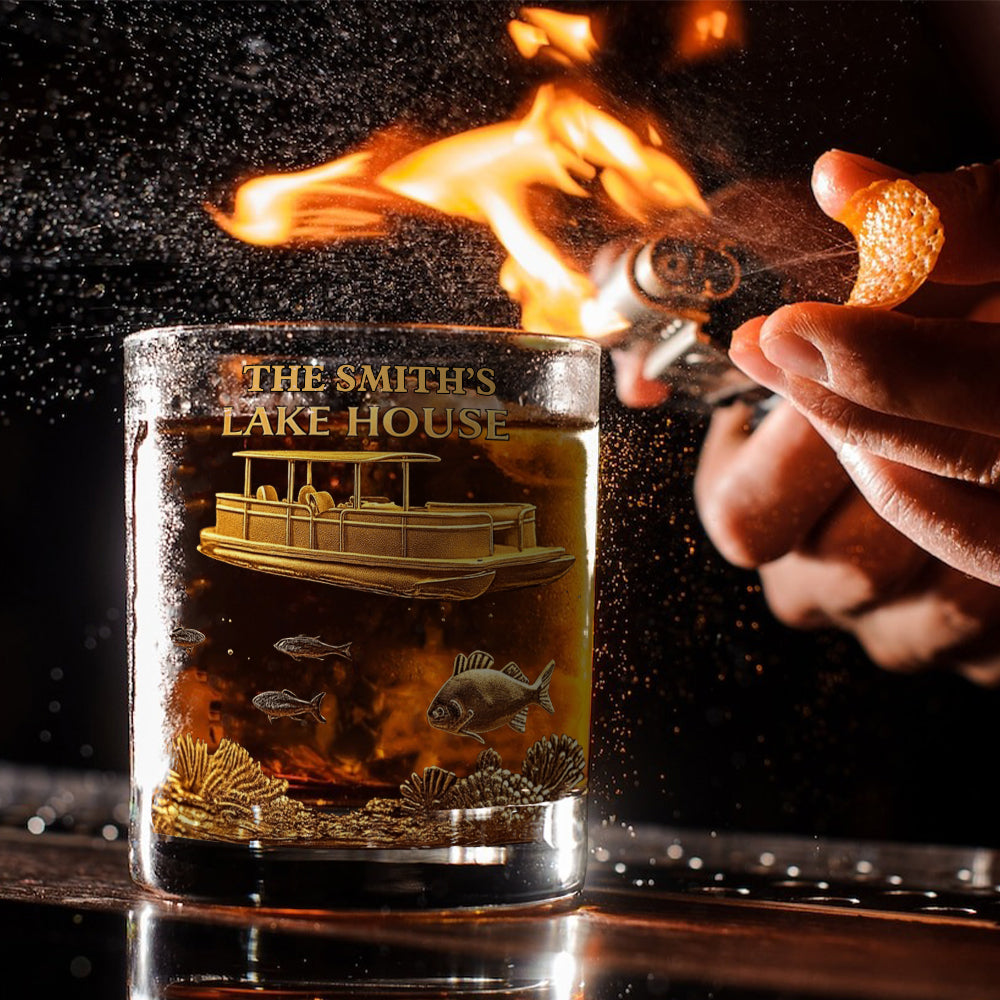 Notre maison au bord du lac - Verre à whisky patriotique personnalisé