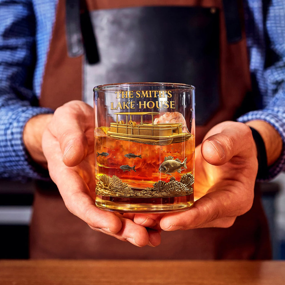 Notre maison au bord du lac - Verre à whisky patriotique personnalisé