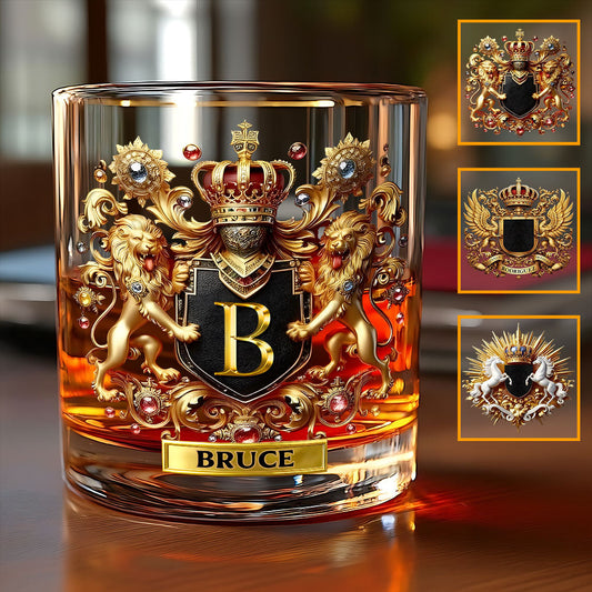 Verre à whisky personnalisé avec blason Lion/Aigle/Cheval