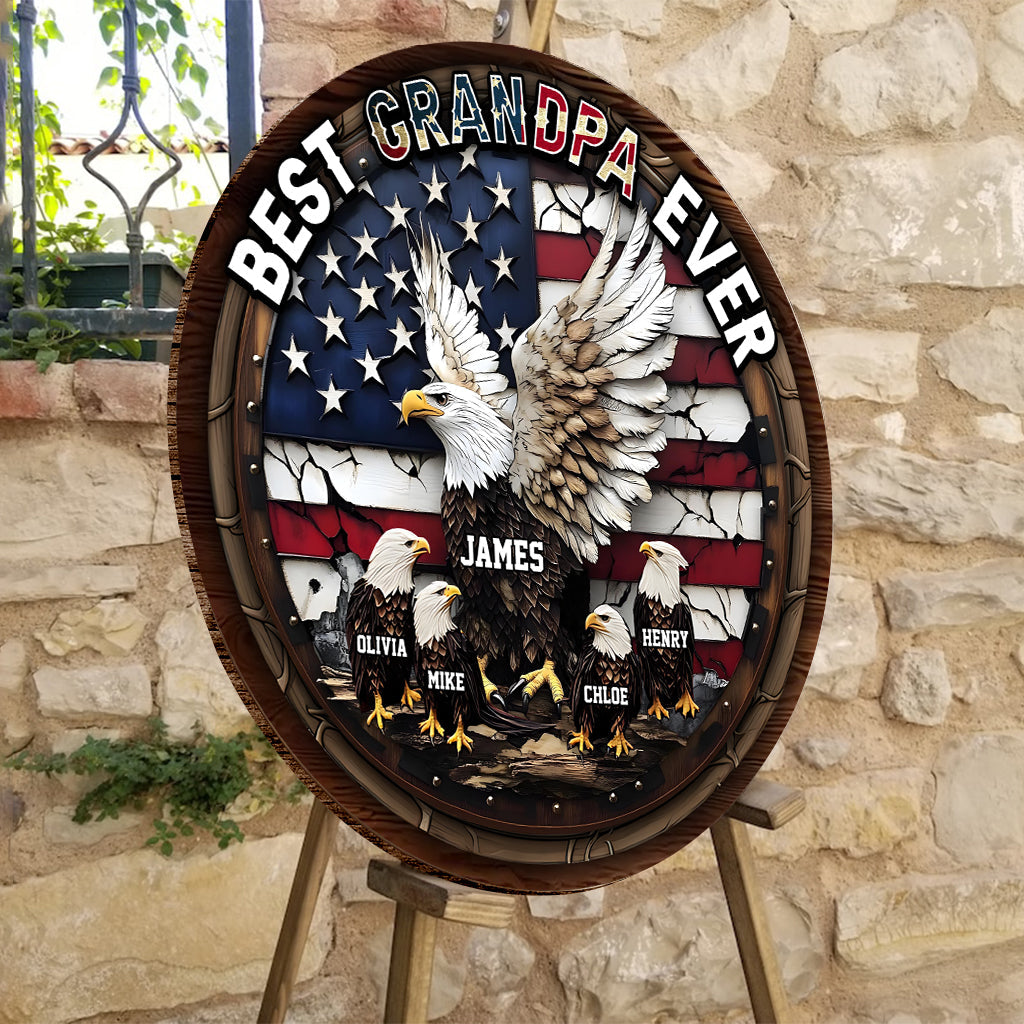 Meilleur grand-père, papa, papa du monde - Panneau rond en bois personnalisé pour père