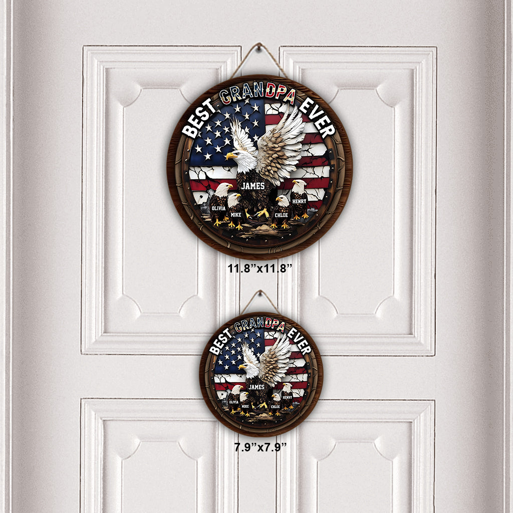Meilleur grand-père, papa, papa du monde - Panneau rond en bois personnalisé pour père