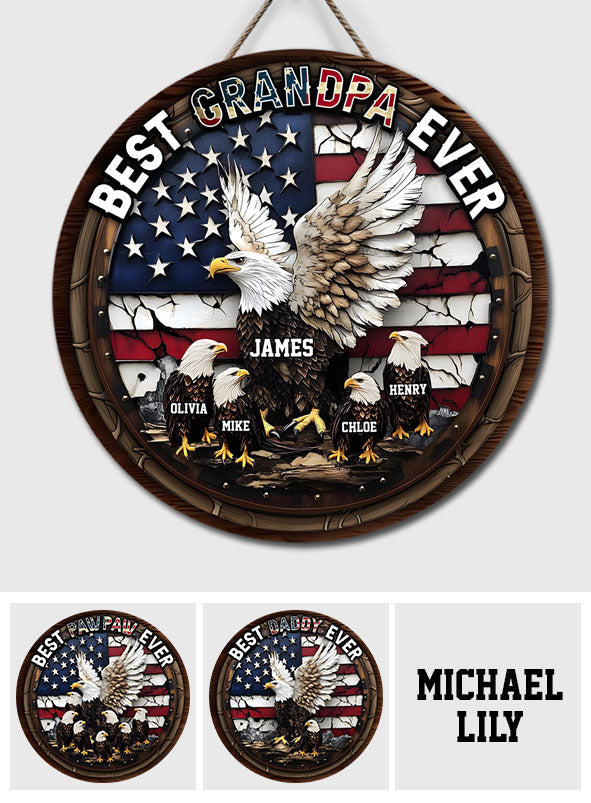 Meilleur grand-père, papa, papa du monde - Panneau rond en bois personnalisé pour père