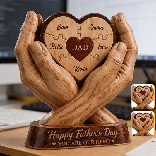 Meilleur Papa - Plaque en Bois Personnalisée en Forme Unique