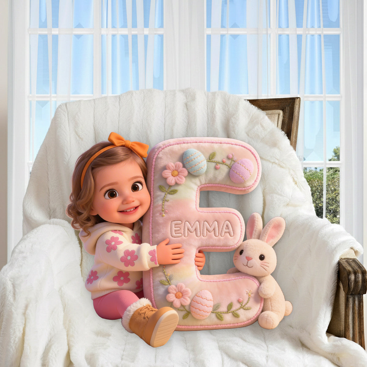 Custom Any Photo Best Easter Gift - Personalized Kid Premium Faux Fur Pillow