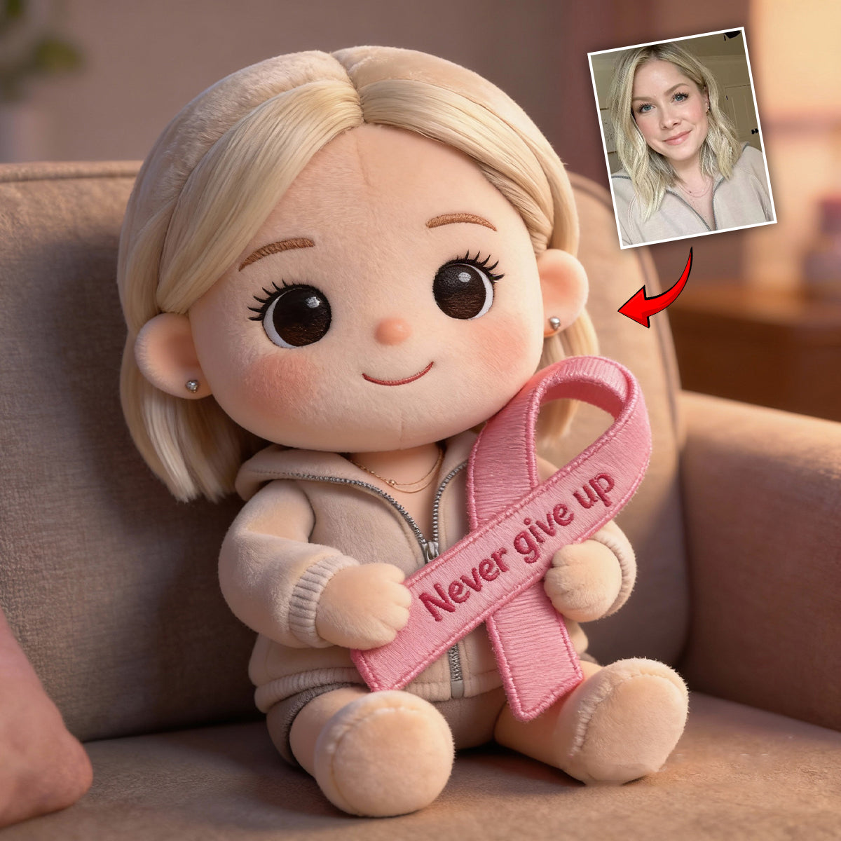 Breast Cancer Awareness - Personalized Breast Cancer Awareness Faux Fur Shaped Pillow