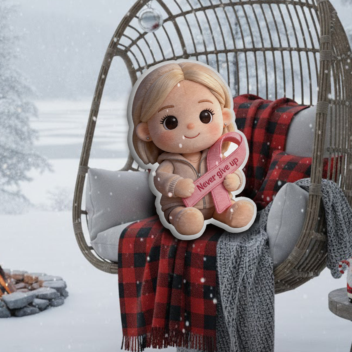 Breast Cancer Awareness - Personalized Breast Cancer Awareness Faux Fur Shaped Pillow