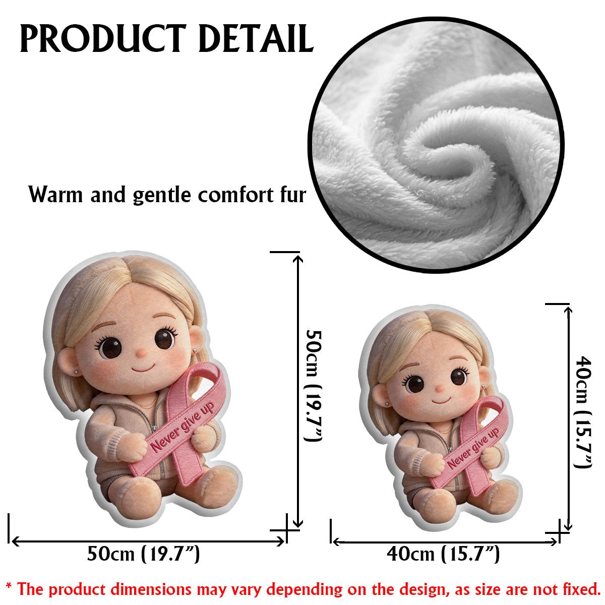 Breast Cancer Awareness - Personalized Breast Cancer Awareness Faux Fur Shaped Pillow