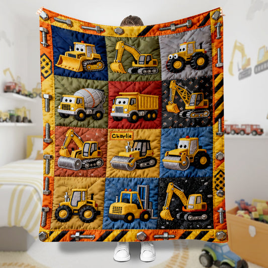Machines de construction - Couverture personnalisée pour enfant
