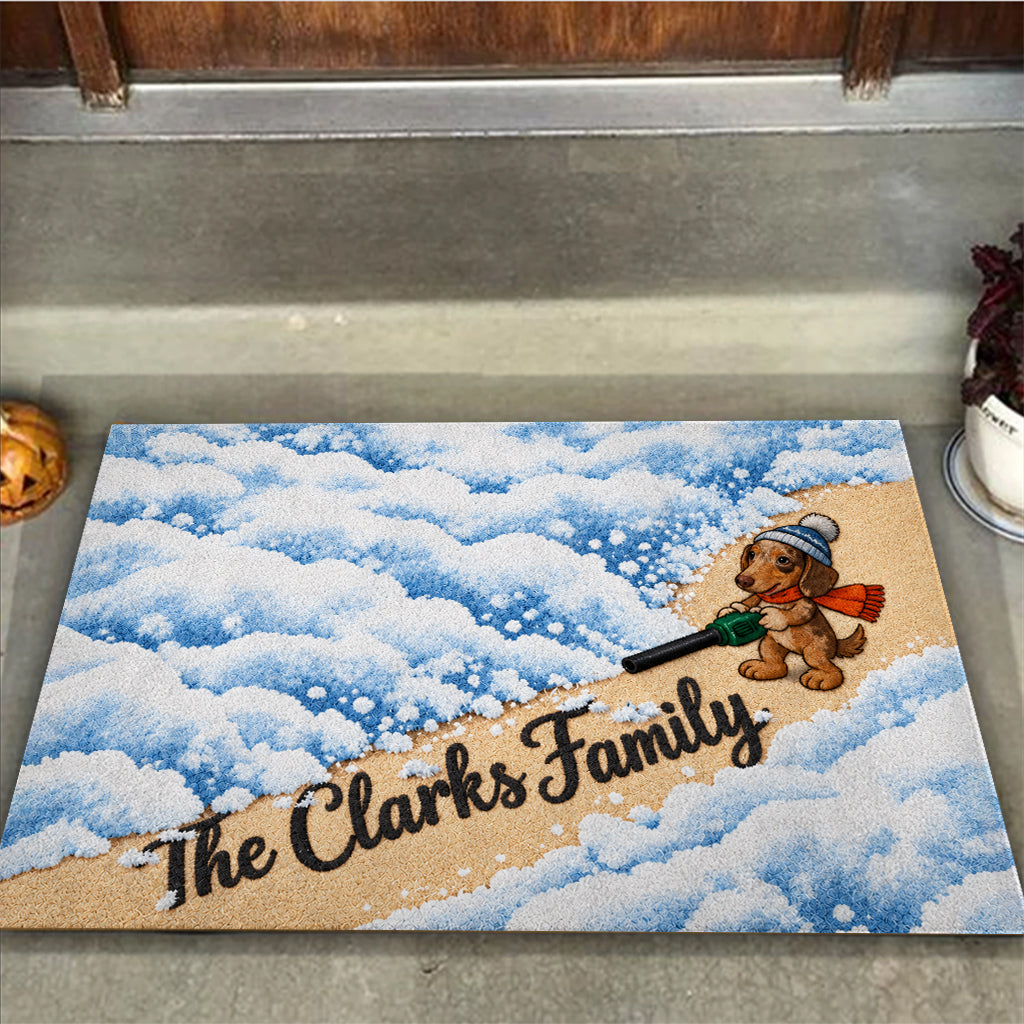 Dog Cat Pet Blowing Snow Leaf - Personalized Dog Doormat