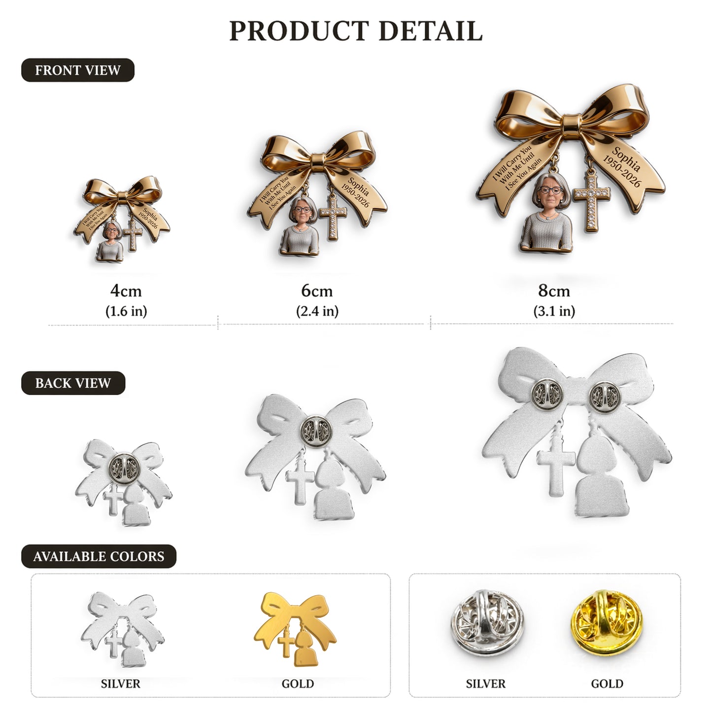 Je vous porterai avec moi - Épinglette en émail personnalisée 3D embossée