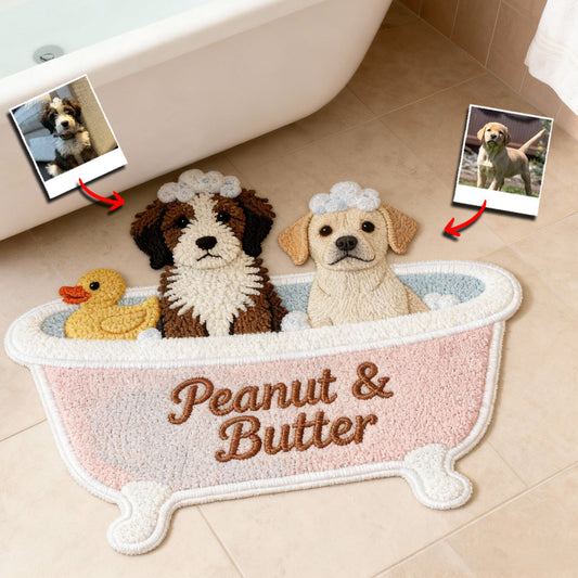 Tapis de salle de bain personnalisé pour les propriétaires d'animaux - Tapis touffeté antidérapant personnalisé pour chien