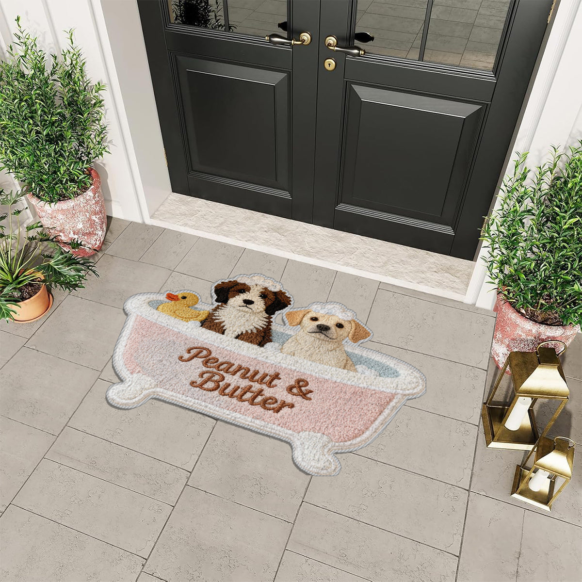 Custom Bathroom Rug For Pet Owners - Personalized Dog Non-Slip Tufted Rug