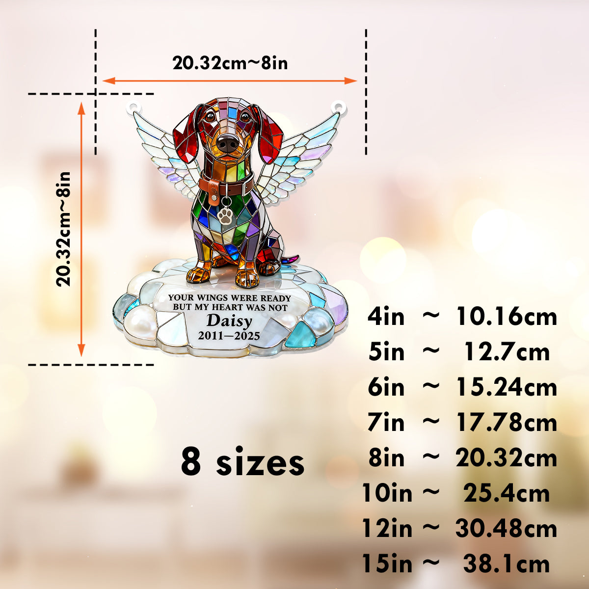 Tes ailes étaient prêtes - Ornement attrape-soleil personnalisé pour fenêtre en forme de chien 