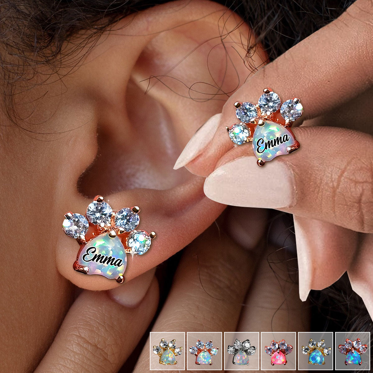 Bijoux en forme de patte de chien - Boucles d'oreilles personnalisées pour chien