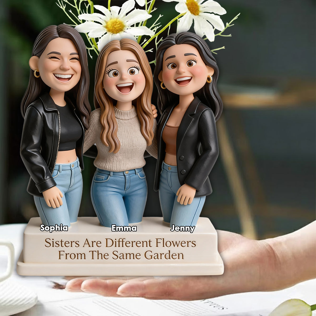 Sisters Are Different Flowers From The Same Garden - Personalized Sister Custom Shape Acrylic Flower Vase