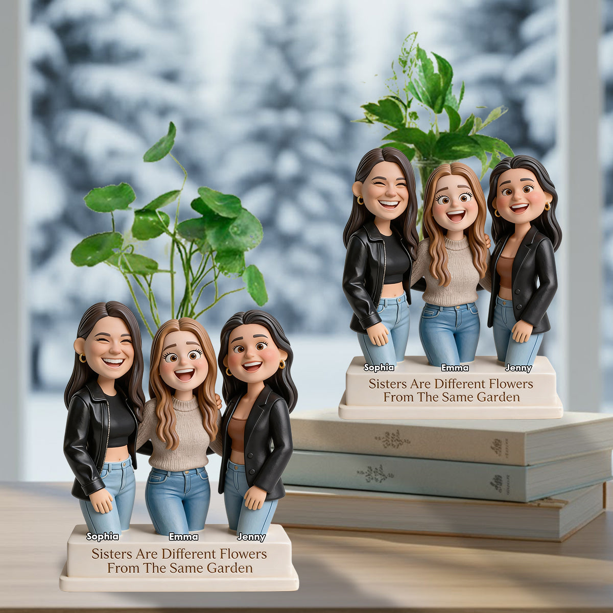 Sisters Are Different Flowers From The Same Garden - Personalized Sister Custom Shape Acrylic Flower Vase