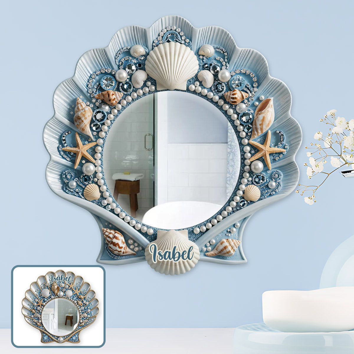 Magnifique coquillage - Miroir mural personnalisé pour amoureux de la mer