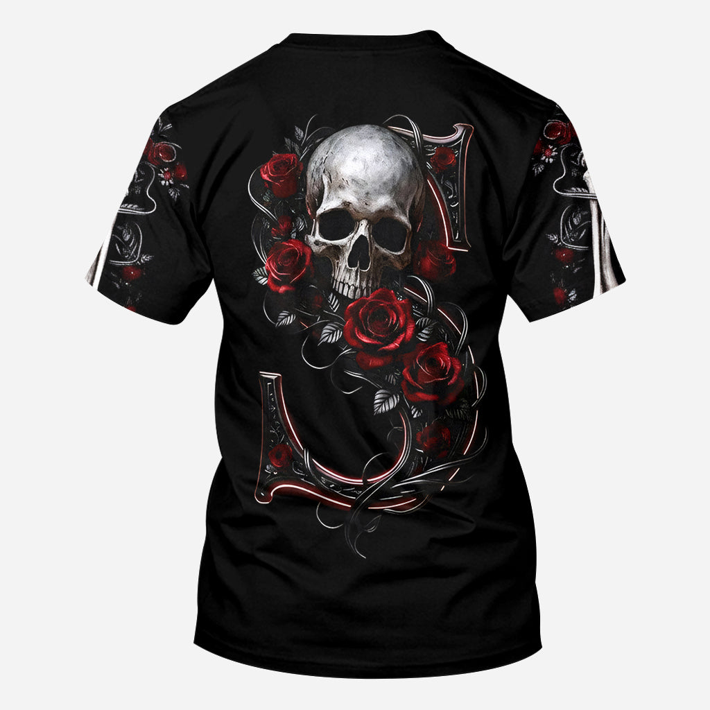 Rose et Crâne - T-shirt personnalisé à motif crâne intégral