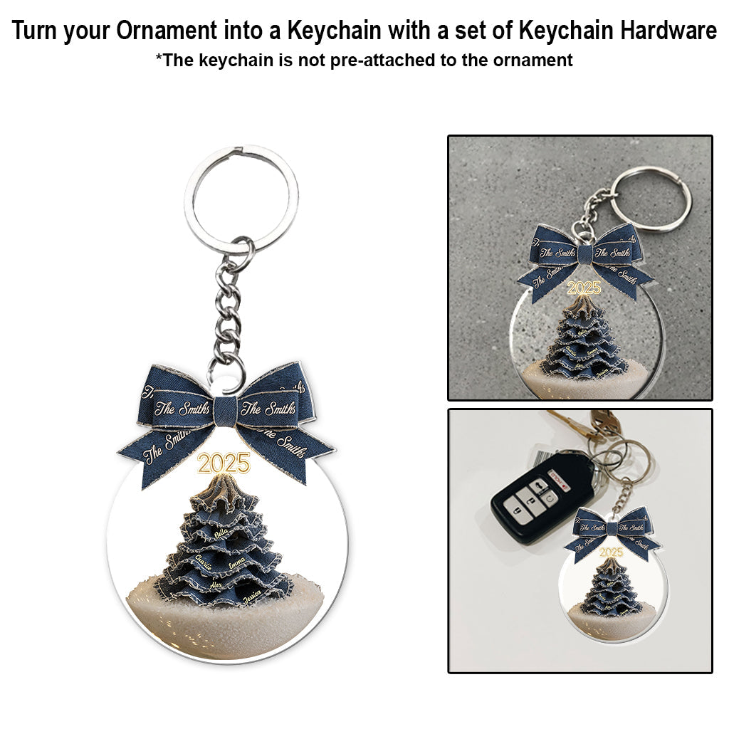 Joyeux Noël en famille - Ornement transparent personnalisé pour la famille