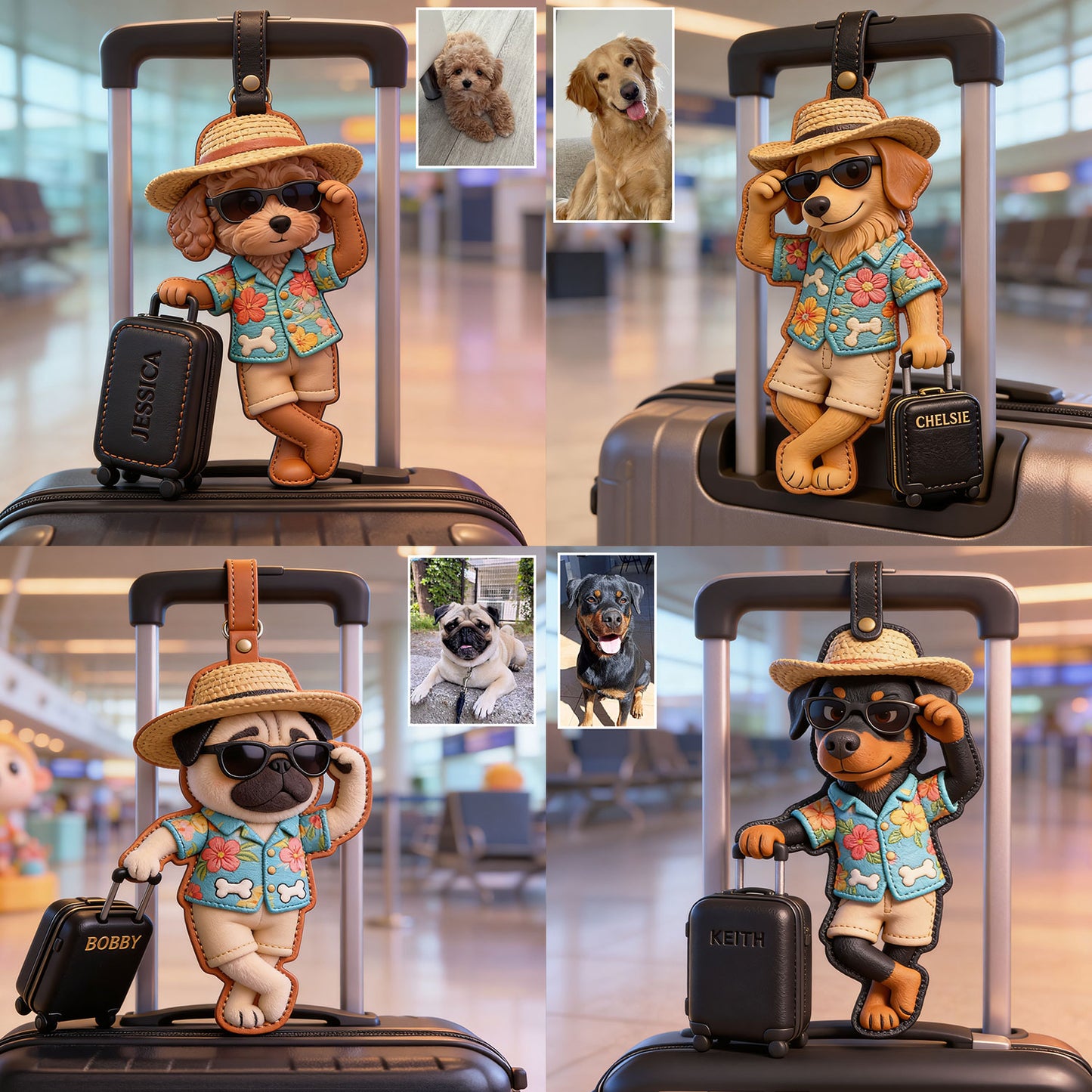 Voyagez avec vos animaux - Étiquette de bagage personnalisée pour chien