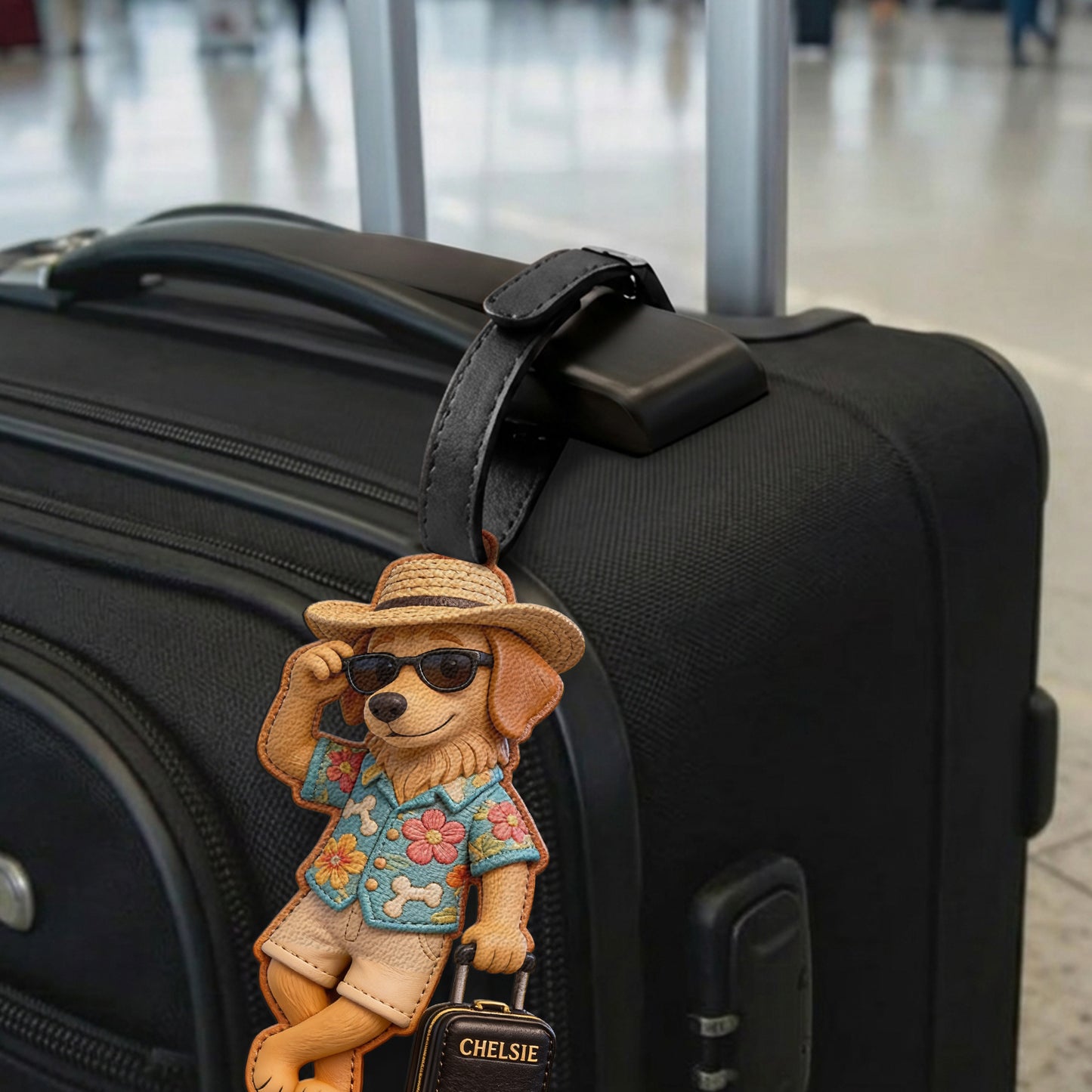 Voyagez avec vos animaux - Étiquette de bagage personnalisée pour chien